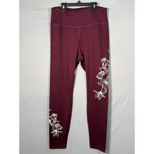 Ellos Burgundy Floral Leggings Size 14‎ 16 Athleisure Workout Pants